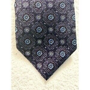 Brooks Brothers Makers 100% Silk Tie Necktie Purple With Blue Floral Print 58"